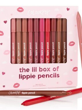 NWT ColourPop The Lil Box of Lippie Pencils lip liner bundle 10 lippies red pink